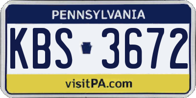 PA license plate KBS3672