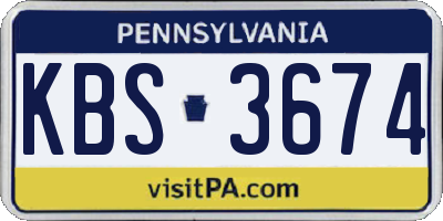 PA license plate KBS3674