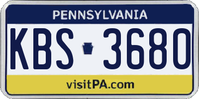 PA license plate KBS3680