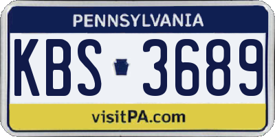 PA license plate KBS3689