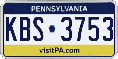 PA license plate KBS3753