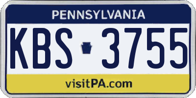 PA license plate KBS3755
