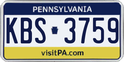 PA license plate KBS3759