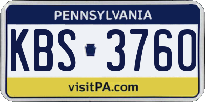 PA license plate KBS3760