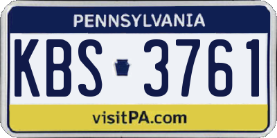 PA license plate KBS3761