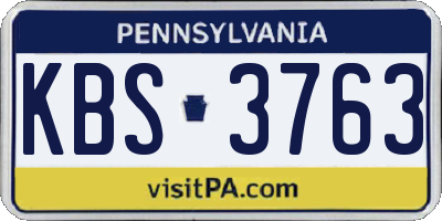 PA license plate KBS3763