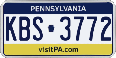 PA license plate KBS3772