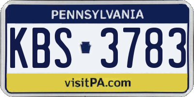 PA license plate KBS3783