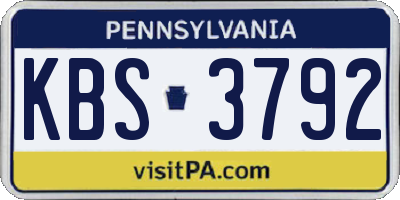 PA license plate KBS3792