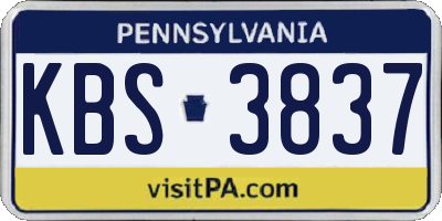 PA license plate KBS3837