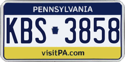 PA license plate KBS3858