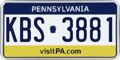 PA license plate KBS3881