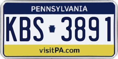 PA license plate KBS3891