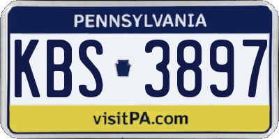 PA license plate KBS3897