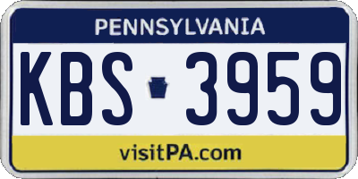 PA license plate KBS3959