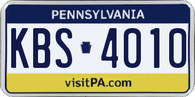 PA license plate KBS4010