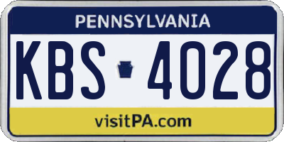 PA license plate KBS4028
