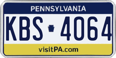 PA license plate KBS4064