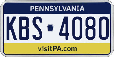 PA license plate KBS4080