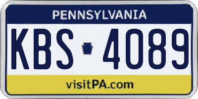 PA license plate KBS4089