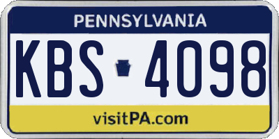 PA license plate KBS4098