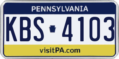 PA license plate KBS4103