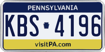 PA license plate KBS4196