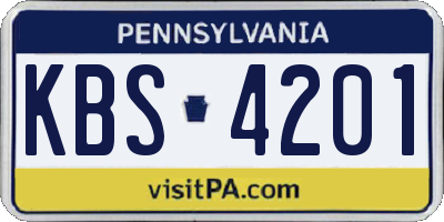 PA license plate KBS4201