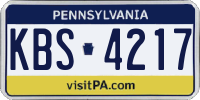 PA license plate KBS4217