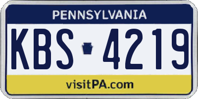 PA license plate KBS4219