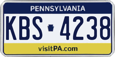 PA license plate KBS4238