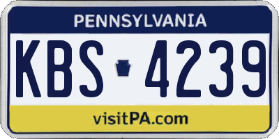 PA license plate KBS4239