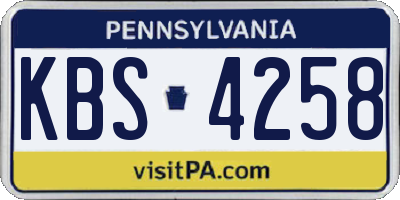 PA license plate KBS4258