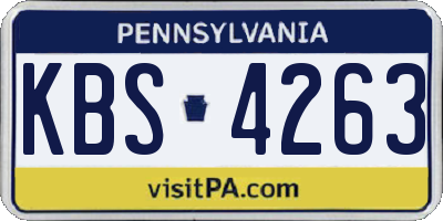 PA license plate KBS4263
