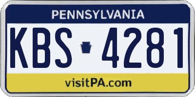PA license plate KBS4281