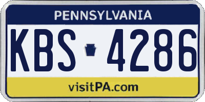 PA license plate KBS4286