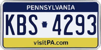 PA license plate KBS4293