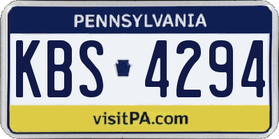 PA license plate KBS4294