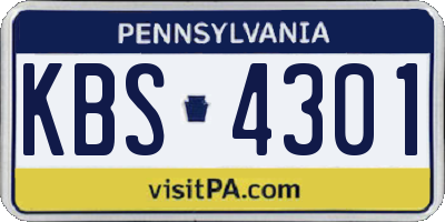 PA license plate KBS4301