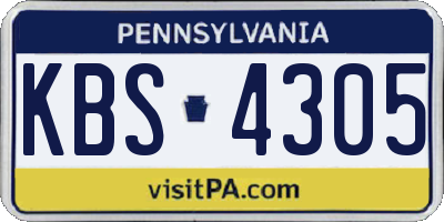 PA license plate KBS4305