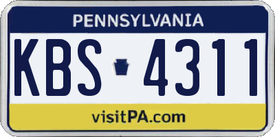PA license plate KBS4311