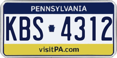 PA license plate KBS4312