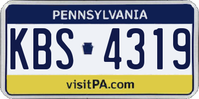 PA license plate KBS4319