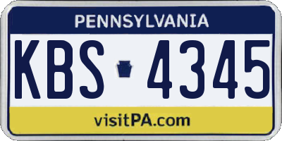 PA license plate KBS4345