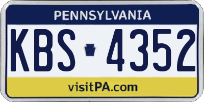 PA license plate KBS4352