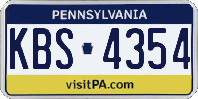 PA license plate KBS4354