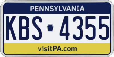 PA license plate KBS4355