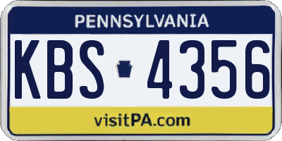PA license plate KBS4356