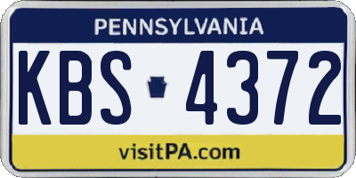PA license plate KBS4372