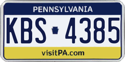 PA license plate KBS4385